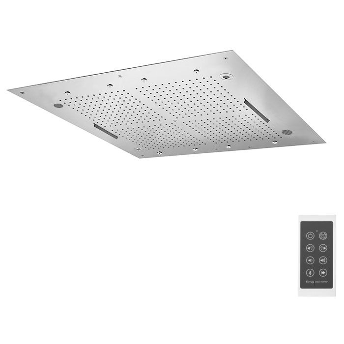 Soffione a soffitto in acciaio inox Harmonia con cromoterapia