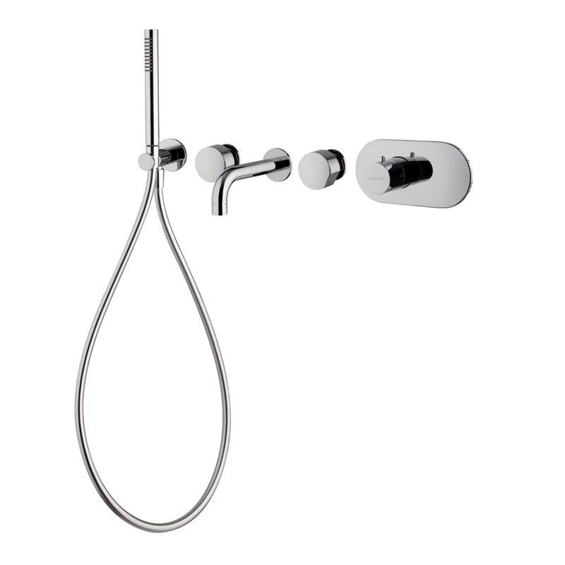 Two outlets thermostatic built in bath mixer