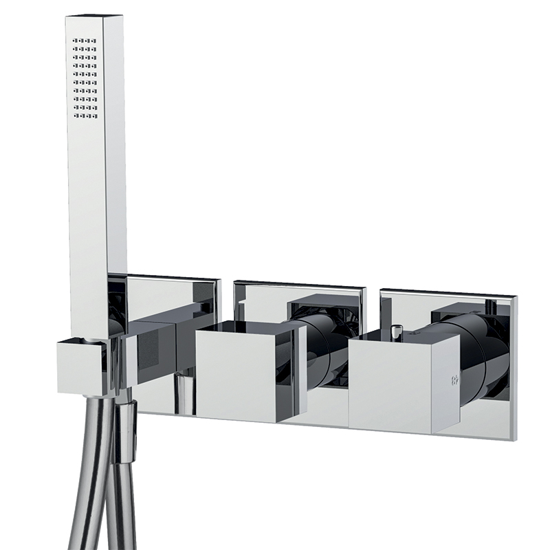 Miscelatore termostatico incasso 2 uscite con set doccia