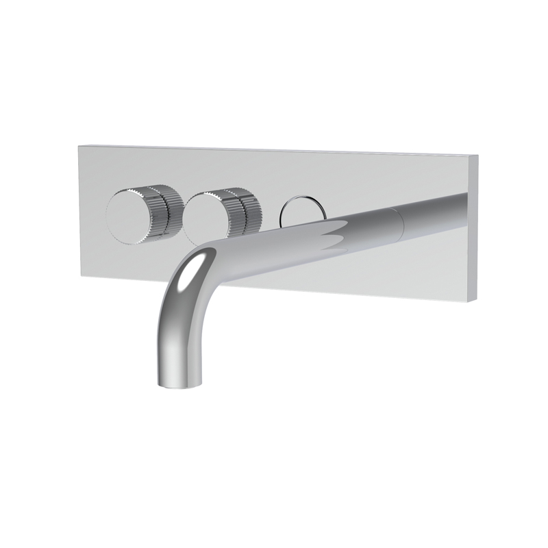 Miscelatore lavabo a parete con pulsante on/off