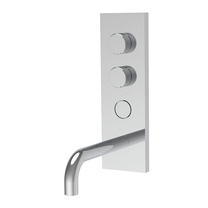Miscelatore lavabo a parete con pulsante on/off