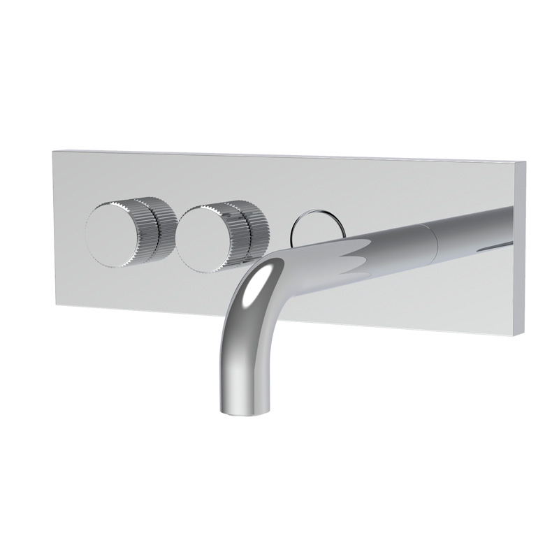 Miscelatore lavabo a parete con pulsante on/off