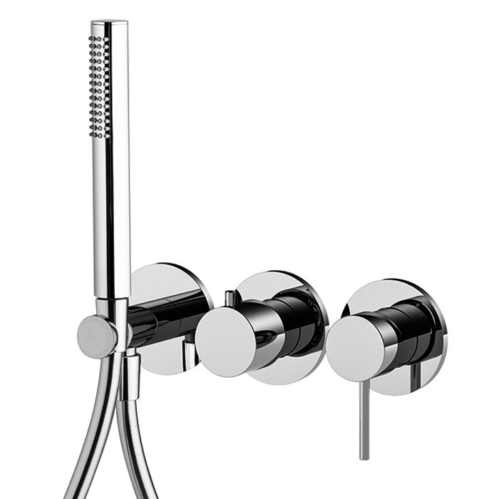 Miscelatore incasso doccia 2 uscite con set doccia
