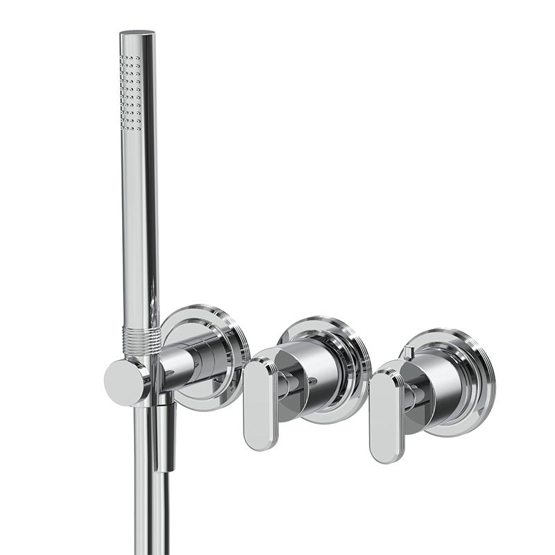 Miscelatore termostatico incasso 2 uscite con set doccia