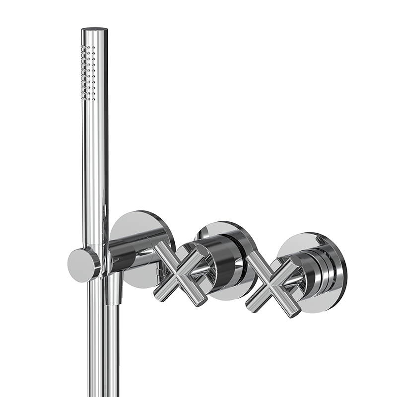 Single lever bath and shower mixer for concealed installation 2 outlets with shower set