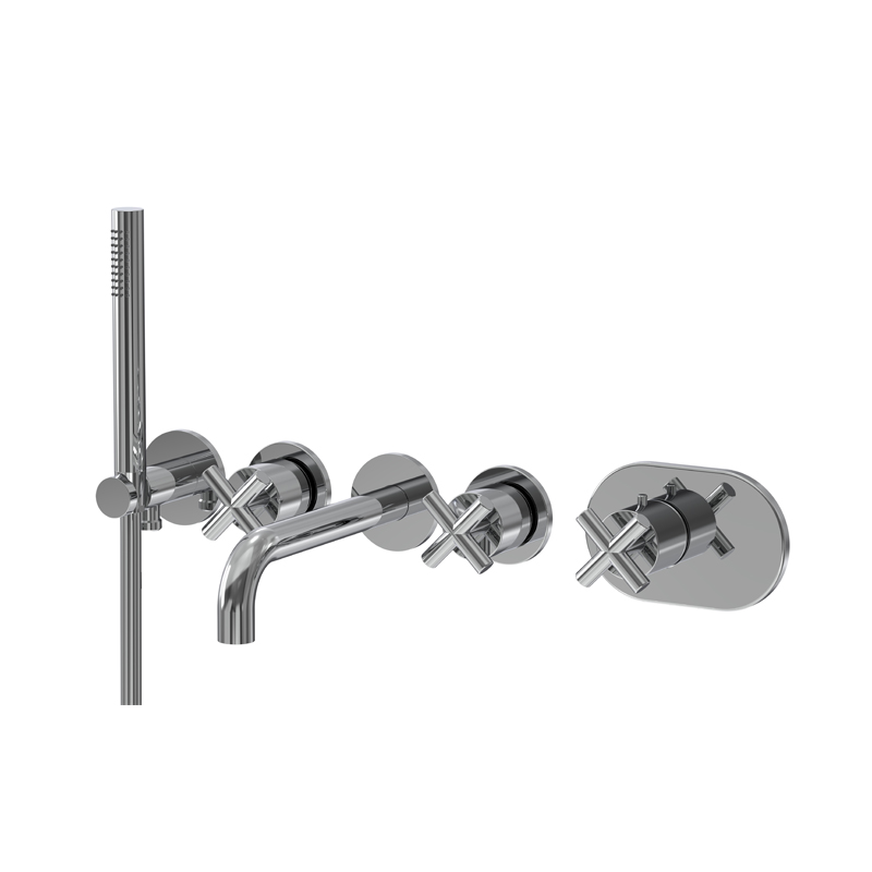 Two outlets built in bath mixer