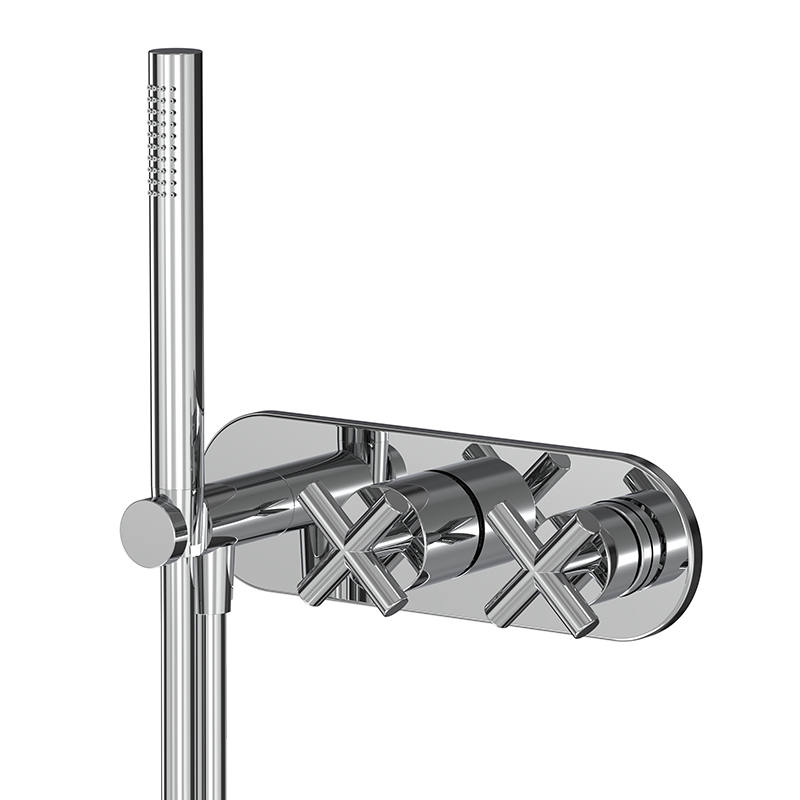 Single lever bath and shower mixer for concealed installation 2 outlets with shower set
